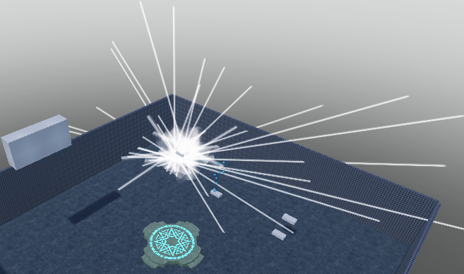 Roblox visual effects showing charging energy sucking from atmosphere and explosion sequence